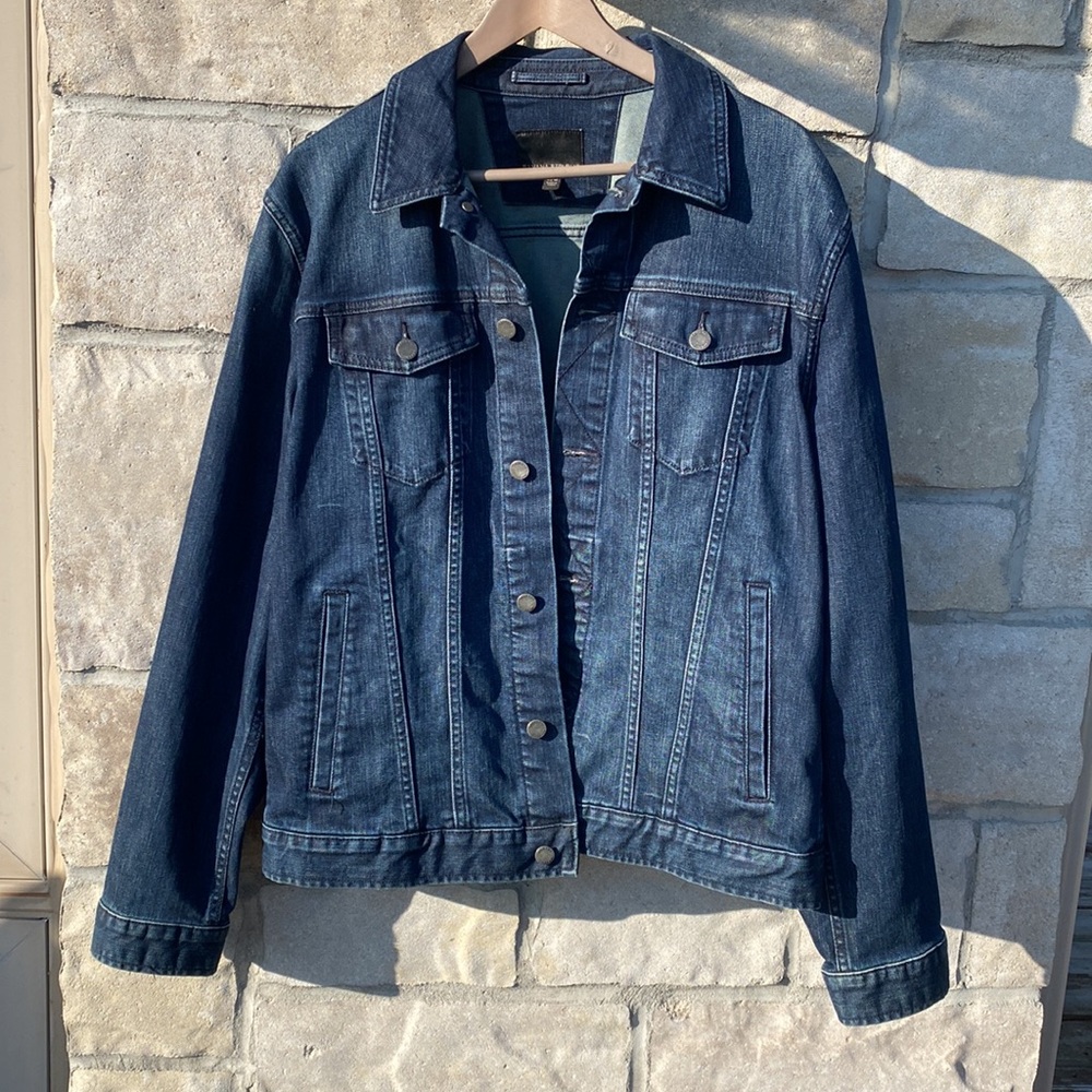 Mens Banana Republic Dark Denim Jean Jacket Button Down Large New Condition